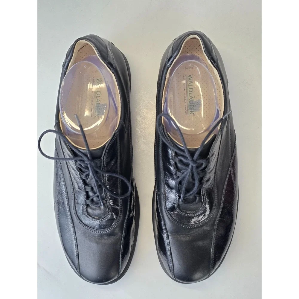 Waldlaufer Men's Sneakers Size 7.5 Black‎ Leather Oxford Walking Classic Shoes